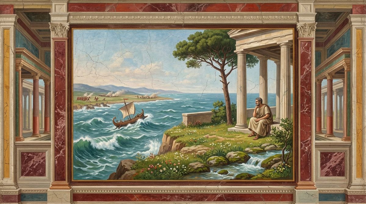 The Storm at Sea Viewed from the Serene Heights